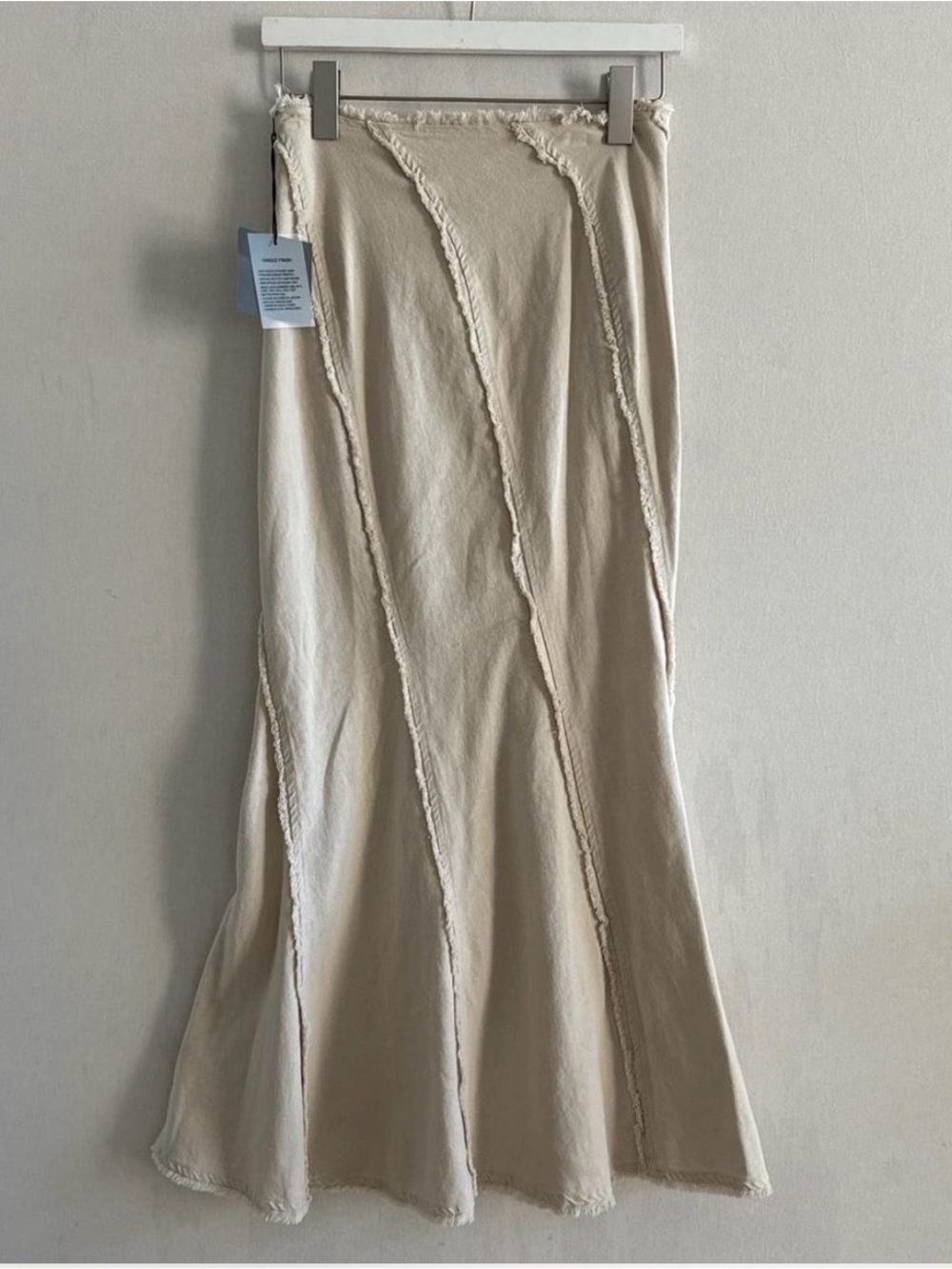 NWT Le Lis Tan Seam-Panel Maxi Skirt 100% cotton